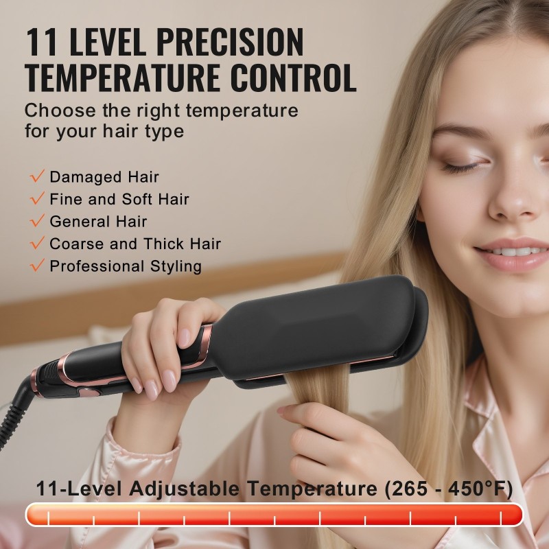 Hiusten suoristaja 2-tuumainen titaanilämpölevy infrapunatekniikka negatiiviset ionit yksitoista lämpötila-asetusta LCD-näyttö