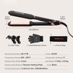 Hiusten suoristaja 2-tuumainen titaanilämpölevy infrapunatekniikka negatiiviset ionit yksitoista lämpötila-asetusta LCD-näyttö
