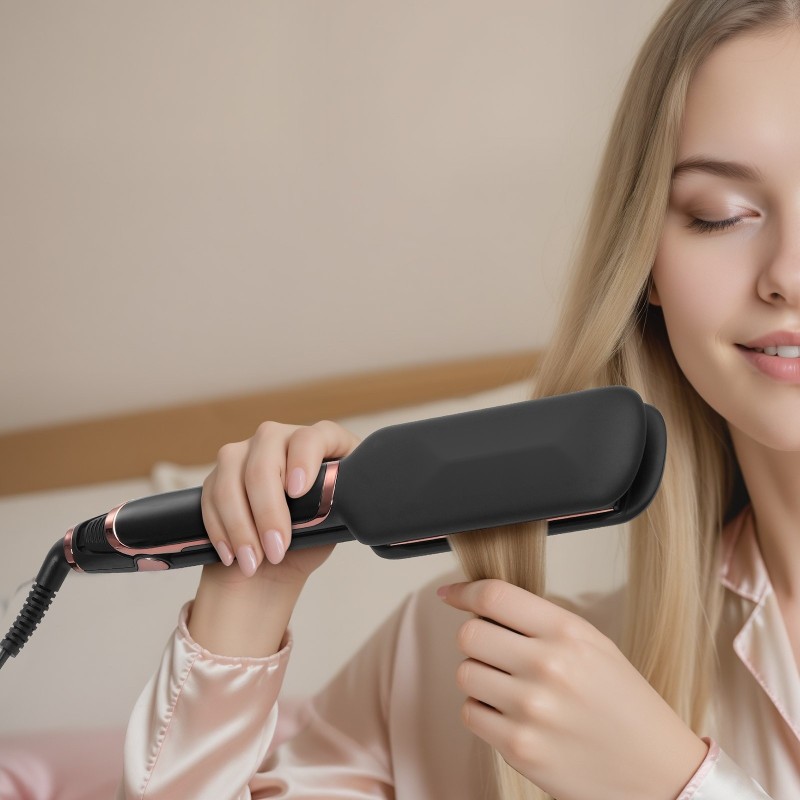 Hiusten suoristaja 2-tuumainen titaanilämpölevy infrapunatekniikka negatiiviset ionit yksitoista lämpötila-asetusta LCD-näyttö