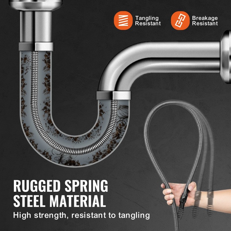 Viemärin puhdistuskaapeli massiivisydäminen jousiteräs 19 millimetriä 100–200 millimetriä putkille 4 leikkuria