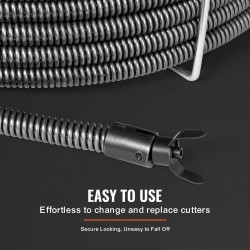 Viemärin puhdistuskaapeli massiivisydäminen jousiteräs 19 millimetriä 100–200 millimetriä putkille 4 leikkuria