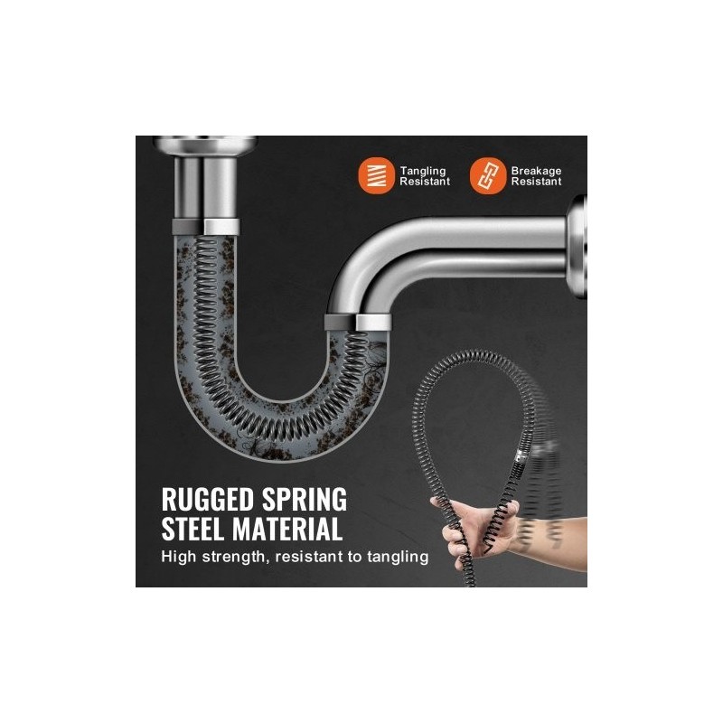 Viemärin puhdistuskaapeli 65Mn jousiteräs 13,7m 22mm kuusi leikkuupäätä 20–150mm