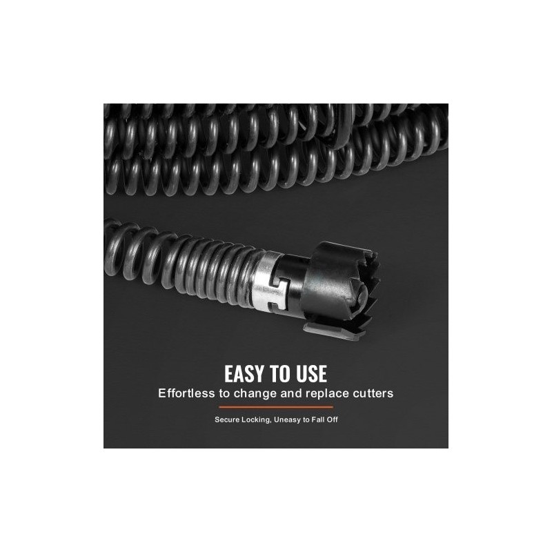 Viemärin puhdistuskaapeli 65Mn jousiteräs 13,7m 22mm kuusi leikkuupäätä 20–150mm