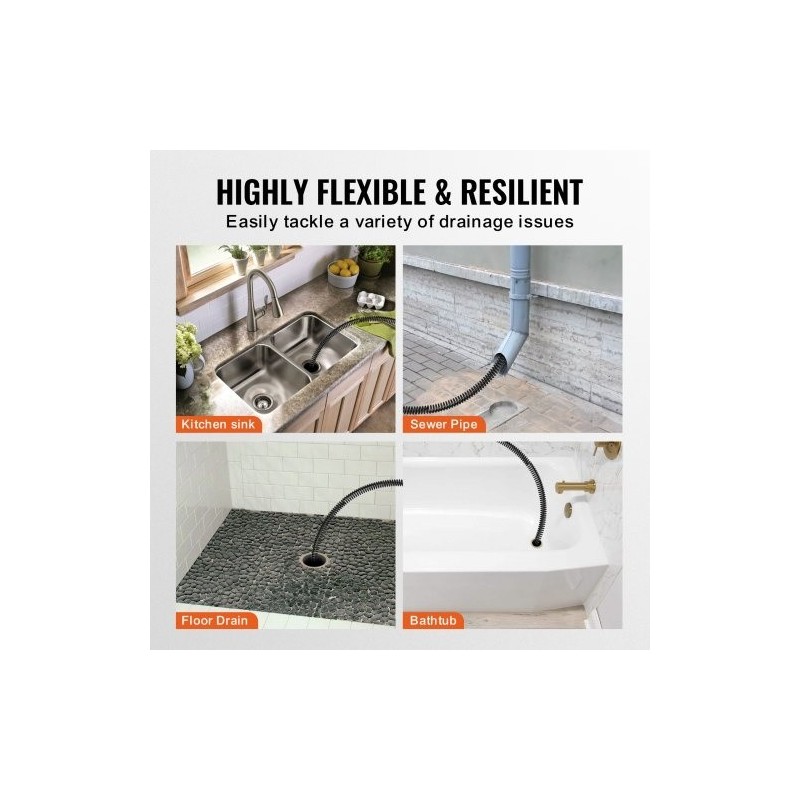 Viemärin puhdistuskaapeli 65Mn jousiteräs 13,7m 22mm kuusi leikkuupäätä 20–150mm