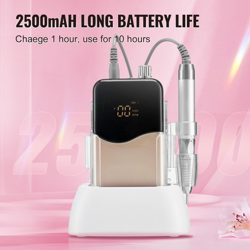 Akkukäyttöinen sähkökynsiviila harjaton moottori 35000 kierrosta minuutissa 2500 mAh akku lataustelakalla