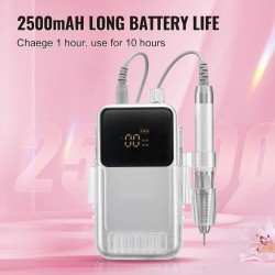 Johdoton sähköinen kynsipora alumiinirunko harjaton moottori 2500 mAh 6 hiomapäänterää 50 hiomanauhaa