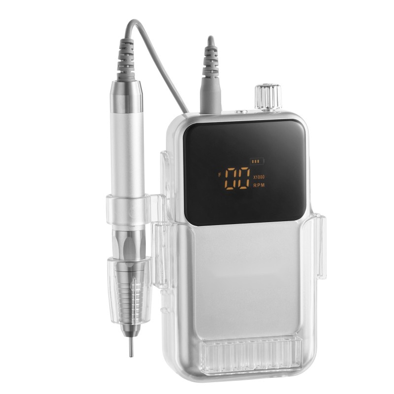 Johdoton sähköinen kynsipora alumiinirunko harjaton moottori 2500 mAh 6 hiomapäänterää 50 hiomanauhaa