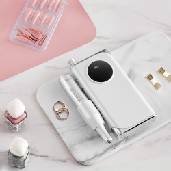 Ladattava kynsipora alumiinirunko johdoton näytöllä 6 terää 50 hiomanauhaa manikyyriin