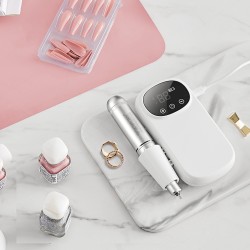 Sähköinen ladattava kynsipora alumiinirunko 2000mAh 35000RPM LCD-näyttö 6 hiontapäätä 50 hiomanauhaa