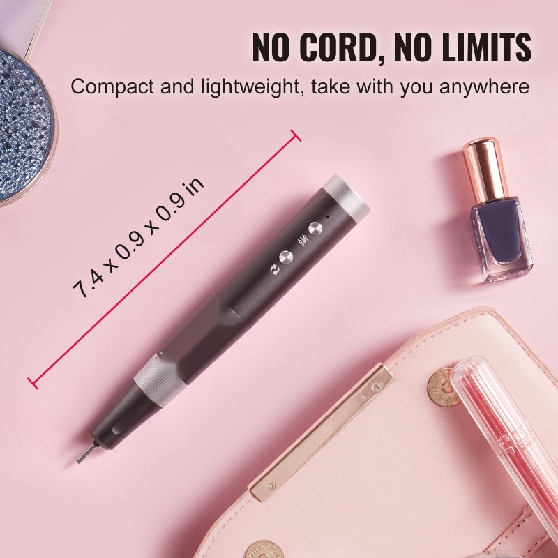 Langaton ladattava kynsiporakone CNC-alumiinirunko 650 mAh 50 kpl hiomanauhoja