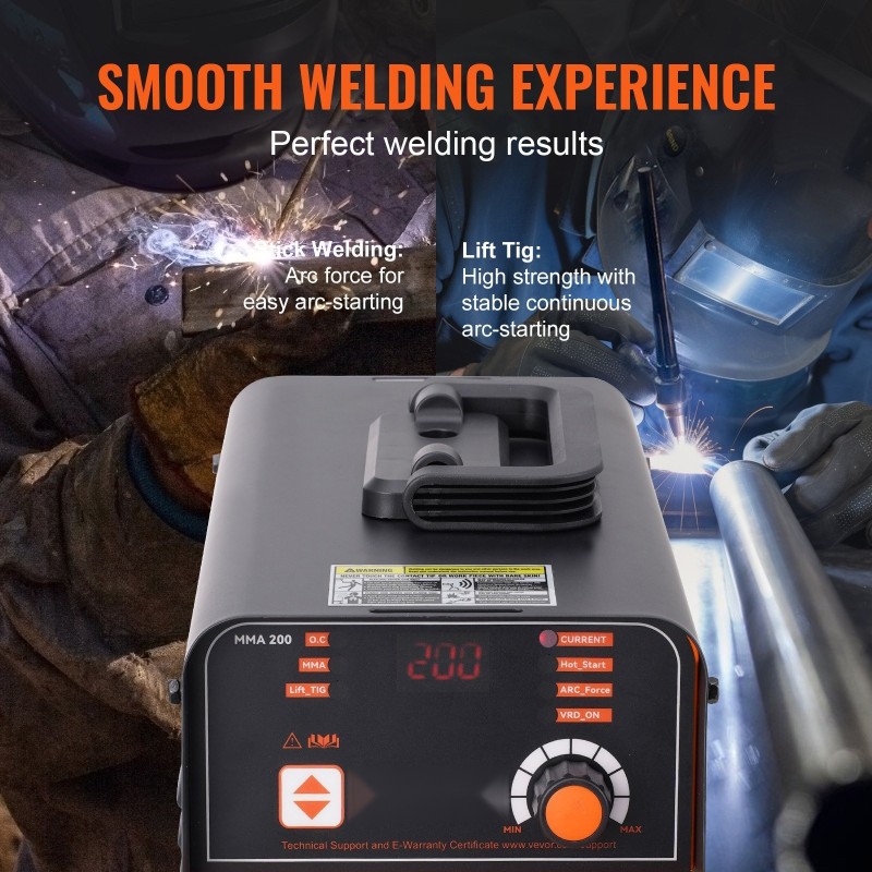 Puikkohitsaus- ja Lift TIG -hitsauskone 220V 200A kannettava LED-näyttö