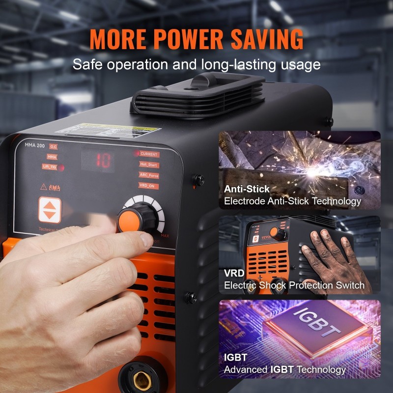 Puikkohitsaus- ja Lift TIG -hitsauskone 220V 200A kannettava LED-näyttö