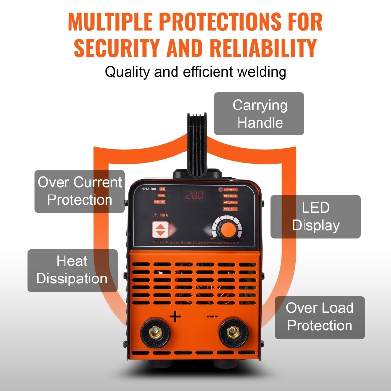 Puikkohitsaus- ja Lift TIG -hitsauskone 220V 200A kannettava LED-näyttö