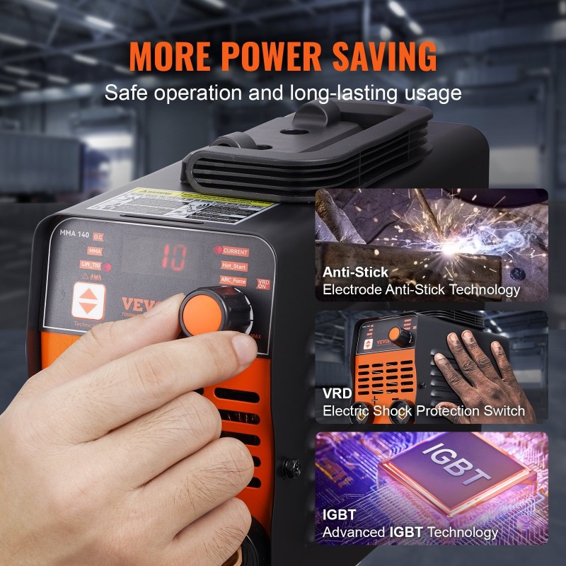 Puikkohitsauskone 220V 140A kaksitoiminen ARC Lift TIG suuri LED-näyttö