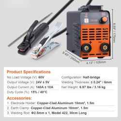 Puikkohitsauskone 220V 140A kaksitoiminen ARC Lift TIG suuri LED-näyttö