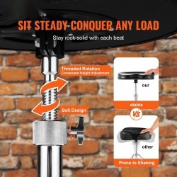 Rumpujakkara korkeussäädettävä 540–670 mm kolmijalkainen teräsrunko PU-päällinen muistivaahto 227 kg kantavuus