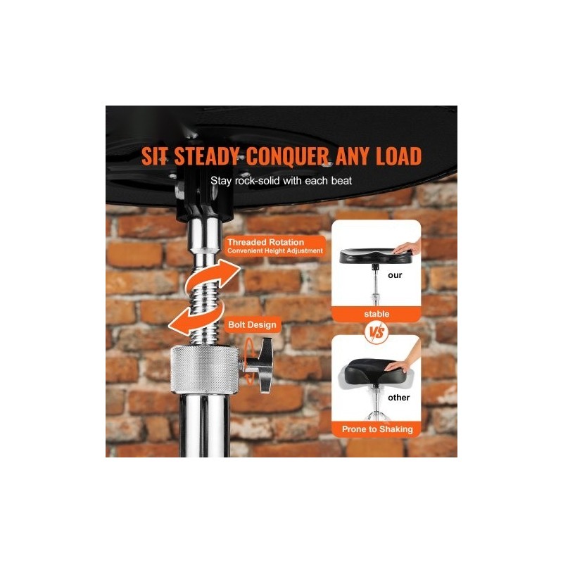 Rumpujakkara korkeussäädettävä 540–670 mm kolmijalkainen teräsrunko PU-päällinen muistivaahto 227 kg kantavuus