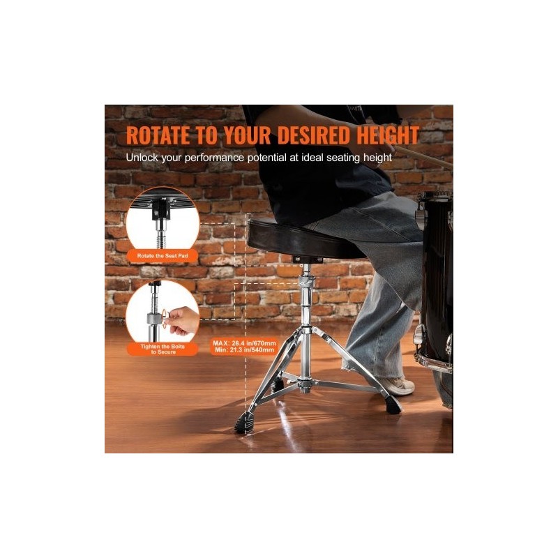 Rumpujakkara korkeussäädettävä 540–670 mm kolmijalkainen teräsrunko PU-päällinen muistivaahto 227 kg kantavuus