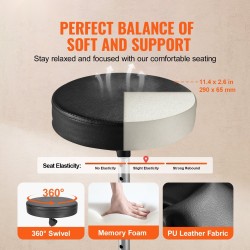 Rumpujakkara seosteräsrunko PU-verhoilu muistivaahto 490–585 mm säädettävä 360 asteen pyörivä 150 kg