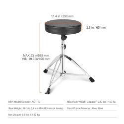 Rumpujakkara seosteräsrunko PU-verhoilu muistivaahto 490–585 mm säädettävä 360 asteen pyörivä 150 kg