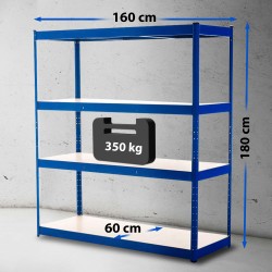 Järeä varastohylly 160x180x60 cm metallinen säädettävä 1400 kg