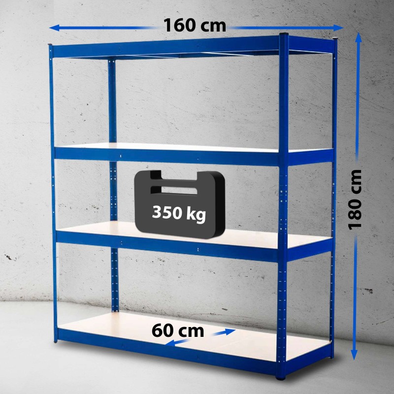 Järeä varastohylly 160x180x60 cm metallinen säädettävä 1400 kg