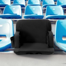 Taittuva pehmustettu stadionistuin selkänojalla vedenpitävä kangas olkahihnalla sivukahvalla taskuilla yksi kappale