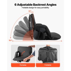 Taitettava stadiontuoli kuusiportainen selkänoja Oxford-kangas leveä istuin paksu pehmuste kyynärnojat