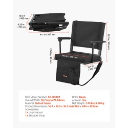 Kokoontaitettava stadiontuoli 600D Oxford-kangas teräsrunko paksu pehmuste käsinojilla