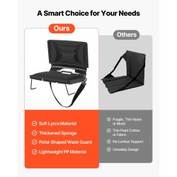 Selkänojallinen taitettava katsomoistuin teräsrunko vedenpitävä Lycra kangas paksulla pehmusteella taskuilla koukuilla