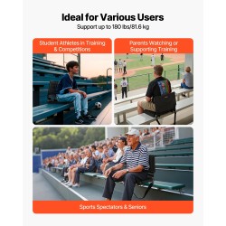 Selkänojallinen taitettava katsomoistuin teräsrunko vedenpitävä Lycra kangas paksulla pehmusteella taskuilla koukuilla