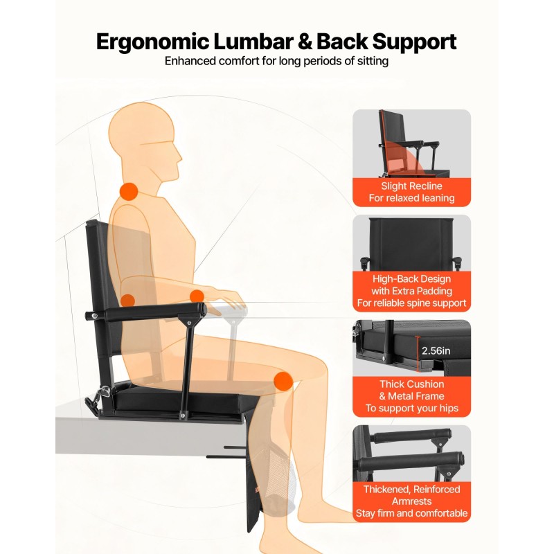Taitettava katsomotuoli 600D Oxford-kankaasta selkänojalla ja käsinojilla 2 kpl