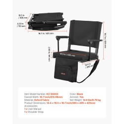 Taitettava katsomotuoli 600D Oxford-kankaasta selkänojalla ja käsinojilla 2 kpl