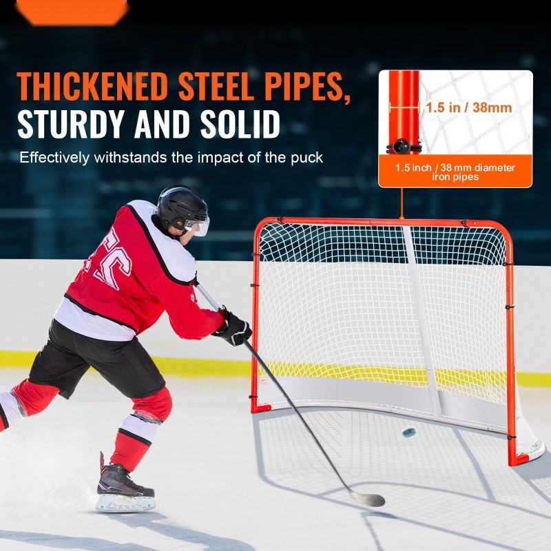 Teräsrunkoinen katuhockey-maali 1830x640x1220 mm vahvistetulla verkolla sisä- ja ulkokäyttöön