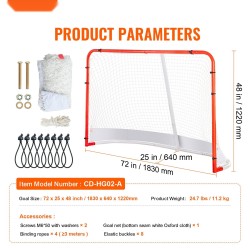 Teräsrunkoinen katuhockey-maali 1830x640x1220 mm vahvistetulla verkolla sisä- ja ulkokäyttöön
