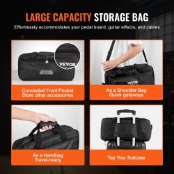 Kitarapedaalilauta 6063-alumiiniseos 380 x 145 mm 4–6 pedaalille kantolaukulla