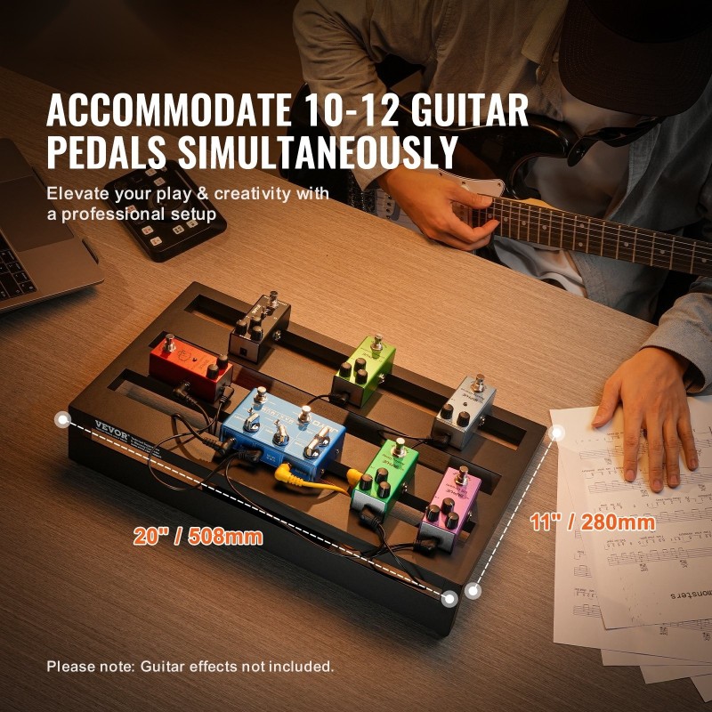 Kitarapedaalilauta 6063-alumiiniseos 508 x 280 mm 10–12 pedaalille keikoille