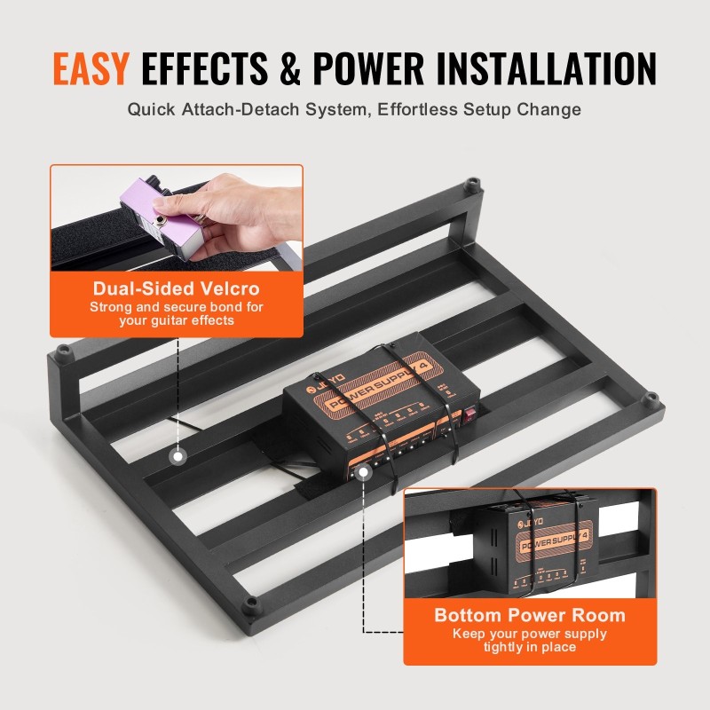 Kitarapedaalilauta 6063-alumiiniseos 508 x 280 mm 10–12 pedaalille keikoille