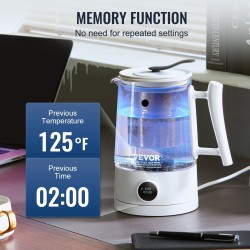 Vetyvesikannu 1,5 l borosilikaattilasilla elektrolyysitekniikalla kahvin ja teen valmistukseen