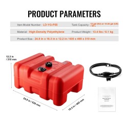 Meripolttoainesäiliö 55 l siirrettävä suurtiheyksinen polyeteeni perämoottoriveneille polttoaineletku punainen