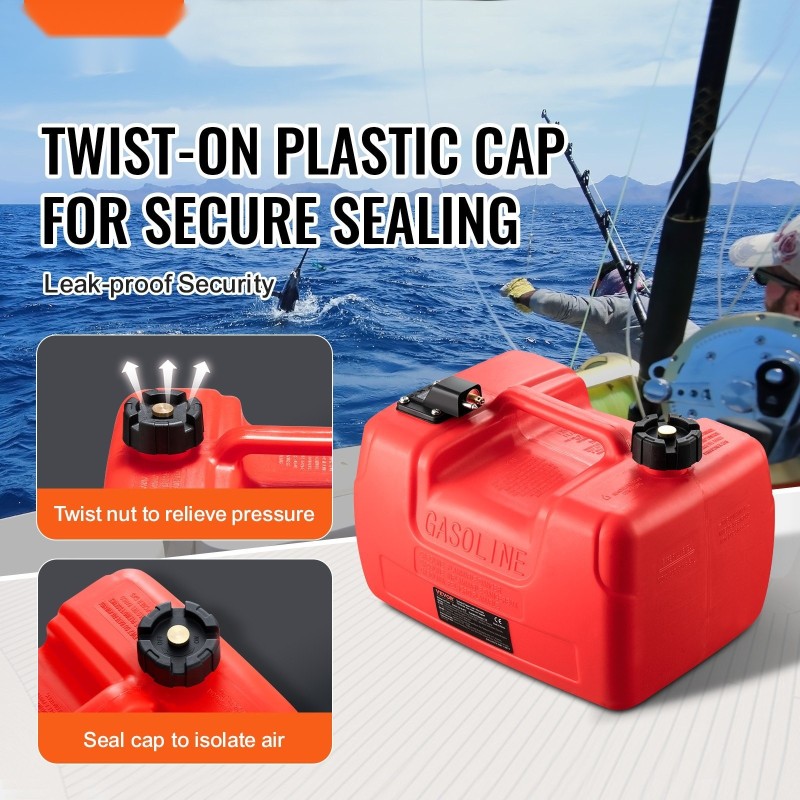 Meripolttoainesäiliö 12L suurtiheyksinen polyeteeni 9.8ft polttoaineletku mittarilla perämoottorille punainen