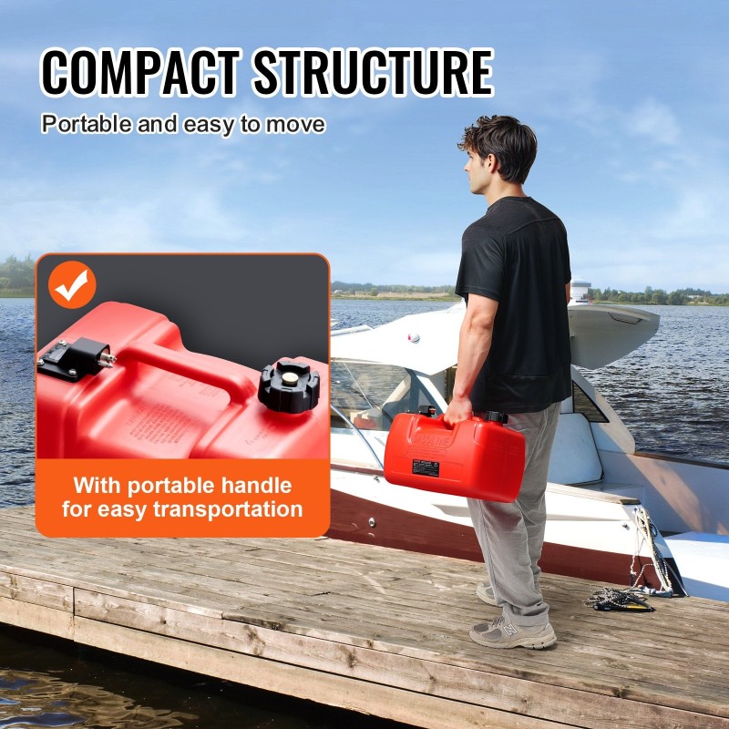 Meripolttoainesäiliö 12L suurtiheyksinen polyeteeni 9.8ft polttoaineletku mittarilla perämoottorille punainen