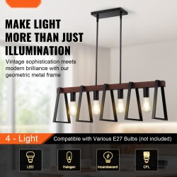 4-valoinen metallinen riippuvalaisin keittiösaarekkeelle E27-kanta enintään 60 watin säädettävä korkeus