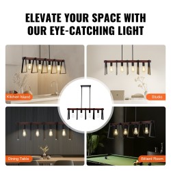 4-valoinen metallinen riippuvalaisin keittiösaarekkeelle E27-kanta enintään 60 watin säädettävä korkeus