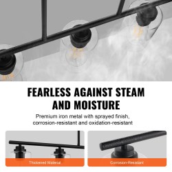 Saarekevalaisin 5-valoinen metallirunkoinen kirkkailla lasivarjostimilla E27-kantainen säädettävällä korkeudella