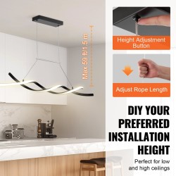 LED-riippuvalaisin 24W himmennettävä 3000–6000K metallirunko silikonivarjostin kaukosäädin keittiöön