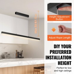 Lineaarinen LED-riippuvalaisin 119,4 cm 20 W metalli-akryyli himmennettävä kaukosäätimellä 3000–6000K