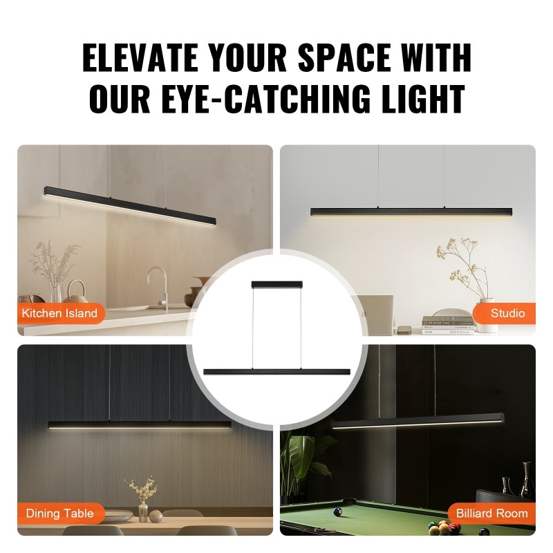 Lineaarinen LED-riippuvalaisin 119,4 cm 20 W metalli-akryyli himmennettävä kaukosäätimellä 3000–6000K