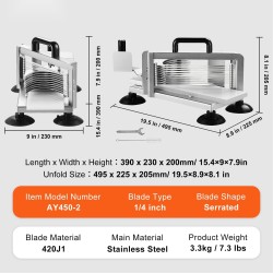 Manuaalinen tomaatinleikkuri ruostumaton teräs 420J1 1/4-tuumainen hammastettu terä