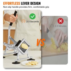 Vaakasuuntainen manuaalinen vihannesleikkuri 3/8 tuuman sahalaitainen terä alumiiniseosrunko imukuppijalat